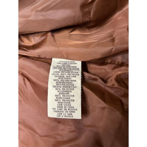 SEBBY Collection Faux Leather Short Puffer Jacket In Toffee - Picture 6 of 6